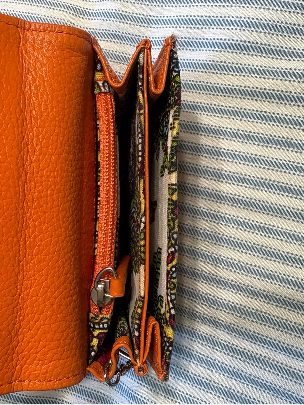 Talbots Orange Pebbled Leather Key Card Wallet